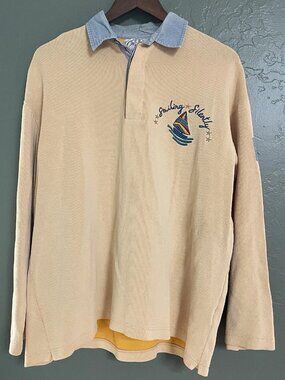 RARE Vintage ICEBERG Sport Ice Yellow Sailing Silently Silk Shirt XL Italy